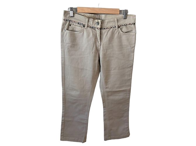 Pantalones Burberry Beige de mezcla de algodón con Nova Check