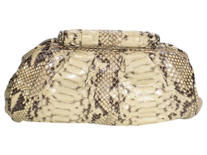 Rodo Hard Case Clutch aus Pythonleder in Creme Beige Python drucken