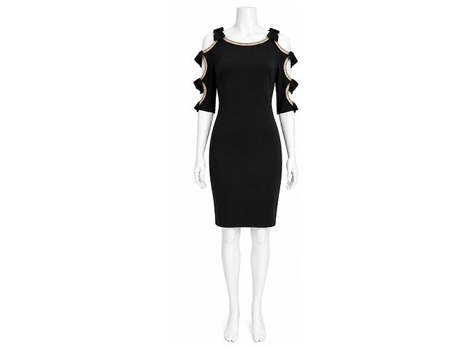 Jenny Packham Black Label Verzierte Cold-Shoulder-Robe Schwarz