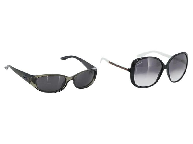 Occhiali da sole GUCCI in plastica 2 Set Khaki Black Auth 180950 Nero Cachi