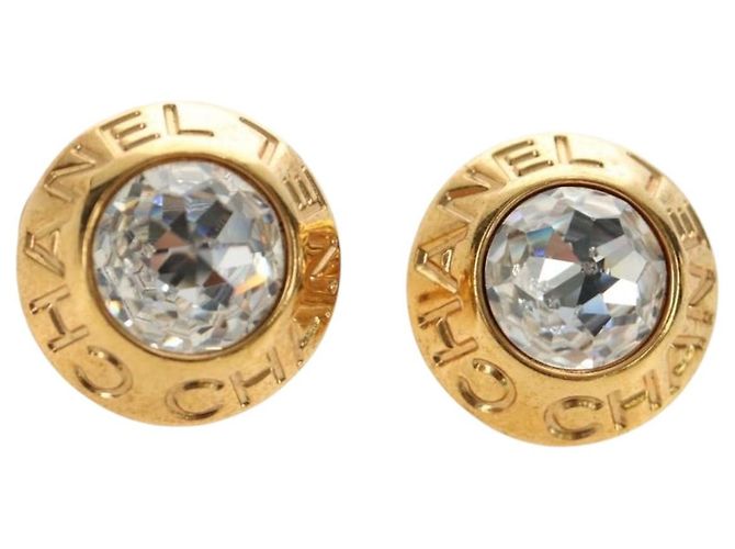Orecchini CHANEL metallo Gold Tone CC Auth 180936M