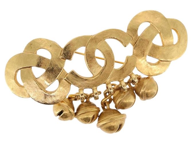 Spilla CHANEL metallo Gold CC Auth 185844M D'oro