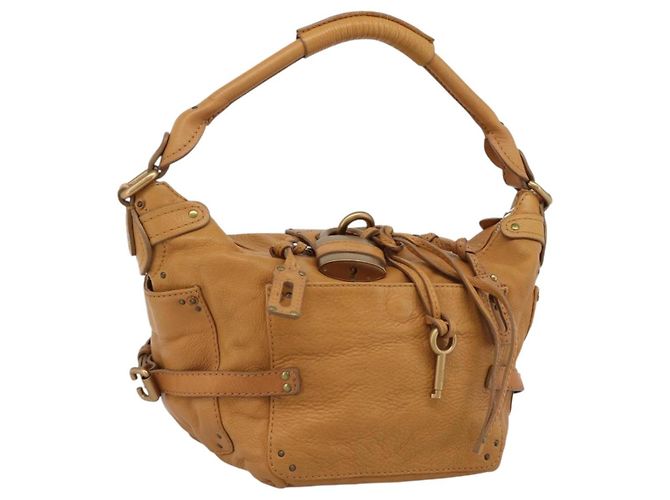 Chloé Bolsa de Ombro Chloe Paddington em Couro Marrom Ouro Prata Auth 186824M Dourado