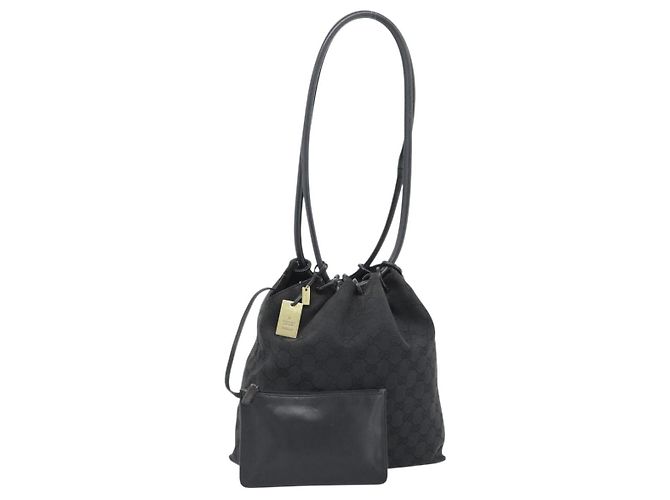 Borsa a Spalla GUCCI Tela Nera 90644 Auth 187767 Nero