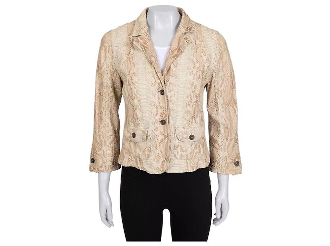 Prada Beige Lambskin Leather Fitted Jacket L