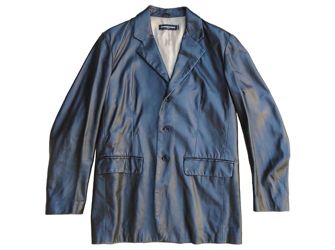 Autre Marque Giacca Blazer in Pelle Marlboro Classics da Uomo Nero
