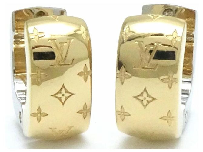 Brincos Monogram Louis Vuitton Prata Dourado