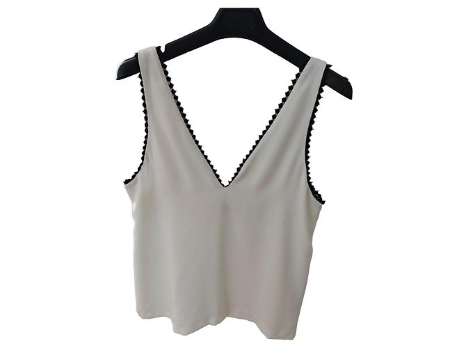 The Kooples Top branco com renda preta Preto