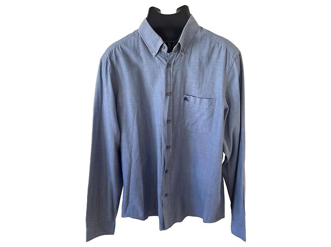 Camicia con bottoni in cotone blu da uomo Burberry Brit
