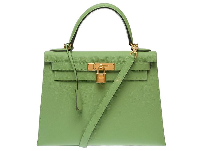 Hermès Bolsa HERMES Kelly 28 em Couro Verde - 103667