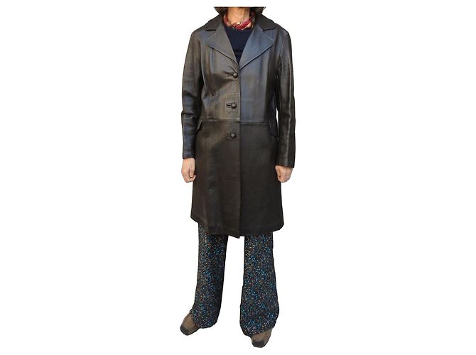 Autre Marque Cappotto vintage in pelle Marrone