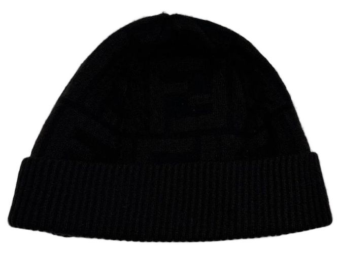 Fendi FF Monogram Beanie Brown Black