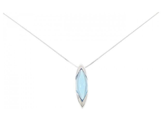 Autre Marque Collana in oro bianco Au750 e topazio blu
