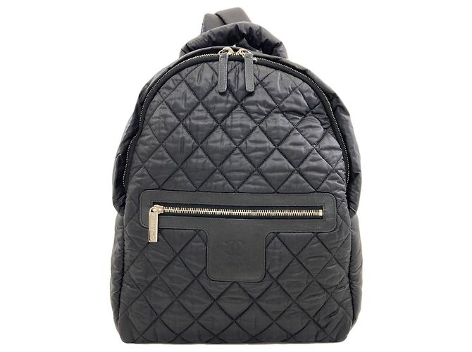 Chanel Coco Cocoon Backpack/Daypack with Silver Hardware, Nylon Material, Women's. Black