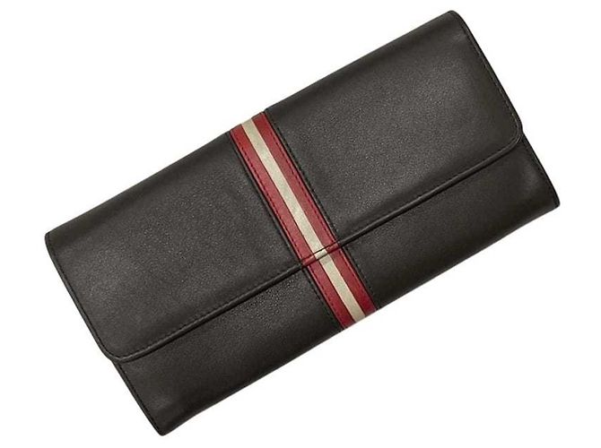 Bally fold long wallet, brown, leather.