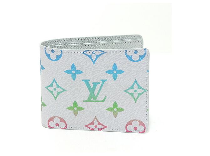 Louis Vuitton Portefeuille Slender Monogram Iridescent Grey fold Wallet Brown