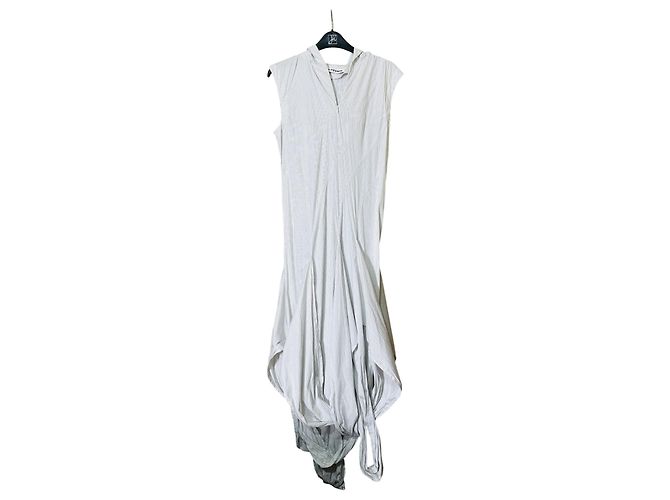Autre Marque Vestido Asimétrico de Rayas con Capucha Rave Review Blanco