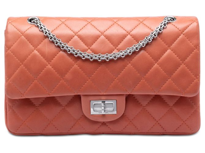 Chanel Orange gestepptes Lammleder Reissue 2.55 Double Flap 227