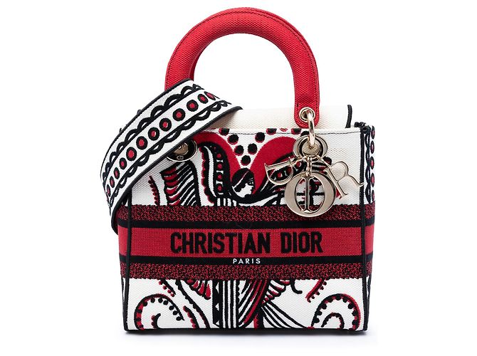 Cupidon Lady D Lite em lona bordada branco Medium da Dior