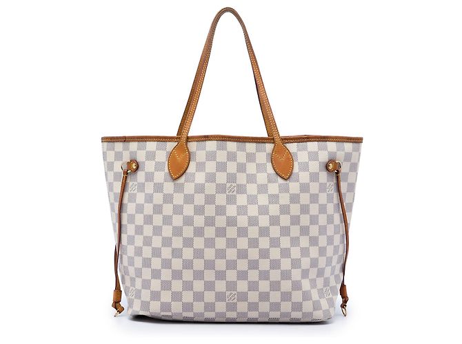 Louis Vuitton White Damier Azur Neverfull MM Weiß