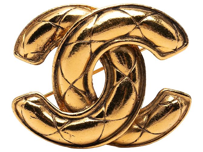 Chanel Gold CC gesteppte Brosche vergoldet Golden