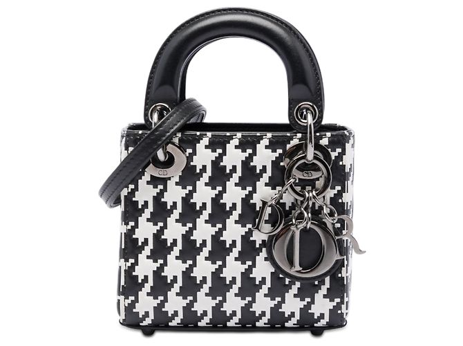 Dior Macro Lady Dior em micro couro de vitelo com relevo pied-de-poule preto
