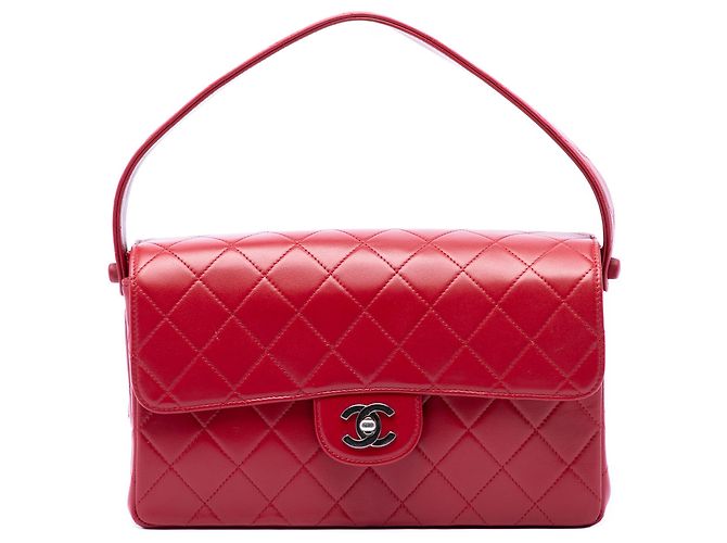 Chanel Red Medium Quilted Lambskin Handtasche Rot