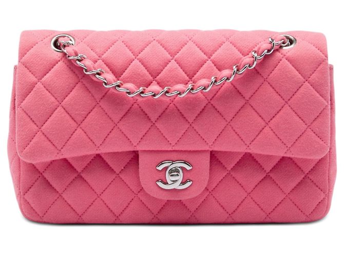 Chanel Pink Medium Classic Jersey Double Flap Rosa