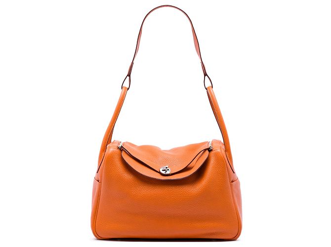 Hermès Orange Clemence Lindy 34