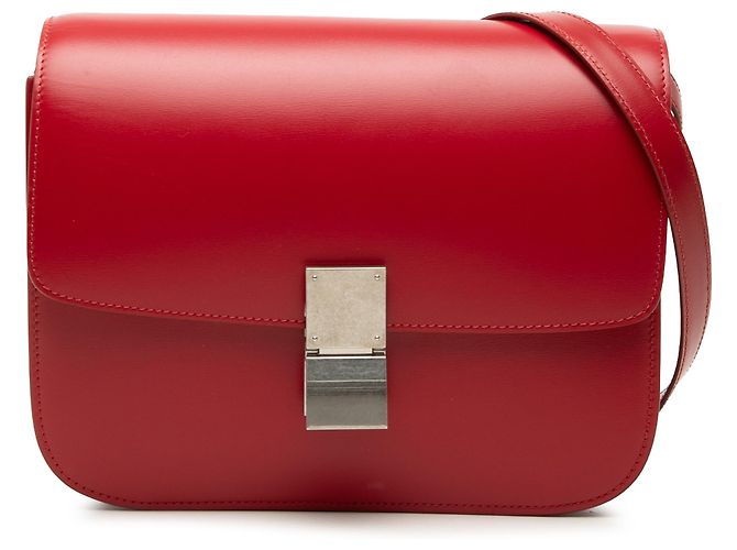 Céline Celine Red Medium Calfskin Classic Box Rosso 