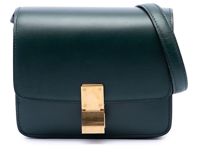 Céline Celine Green Small Calfskin Classic Box Vert Vert foncé