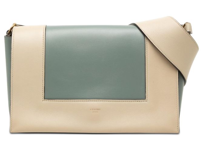 Céline Celine Blue Medium Shiny Smooth Calfskin Frame Shoulder Bag Light blue