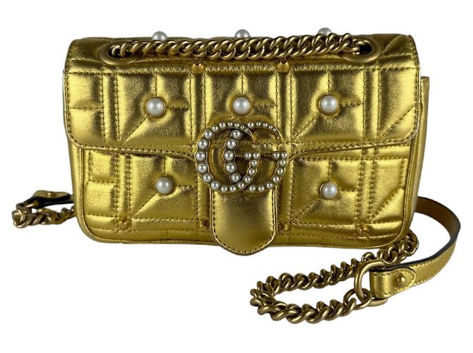 Borsa a Spalla Gucci GG Marmont D'oro