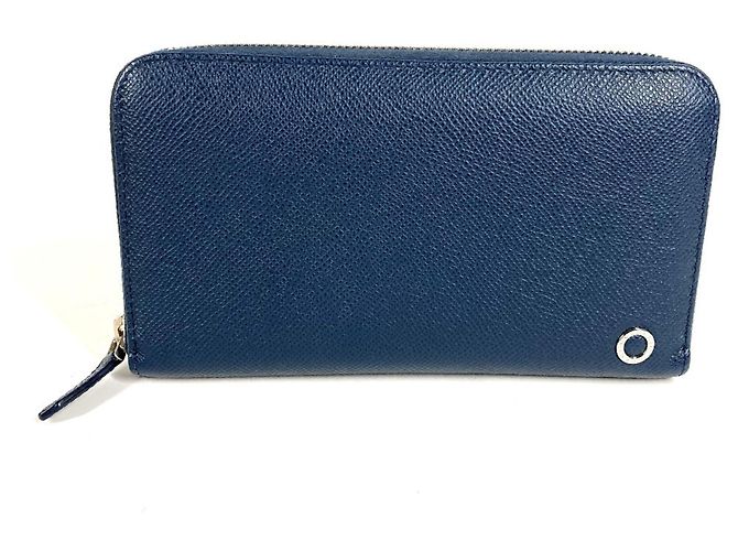 Bulgari Cartera larga de cuero azul Bvlgari