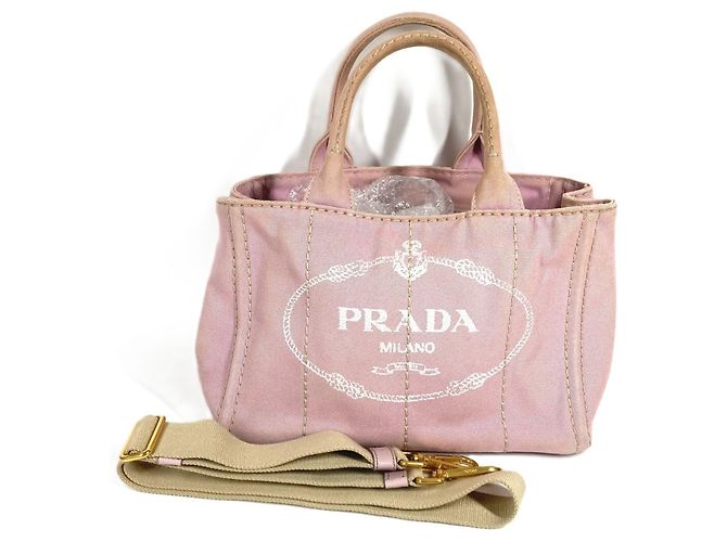 Mini bolsa tote Prada Canapa Logo Rosa