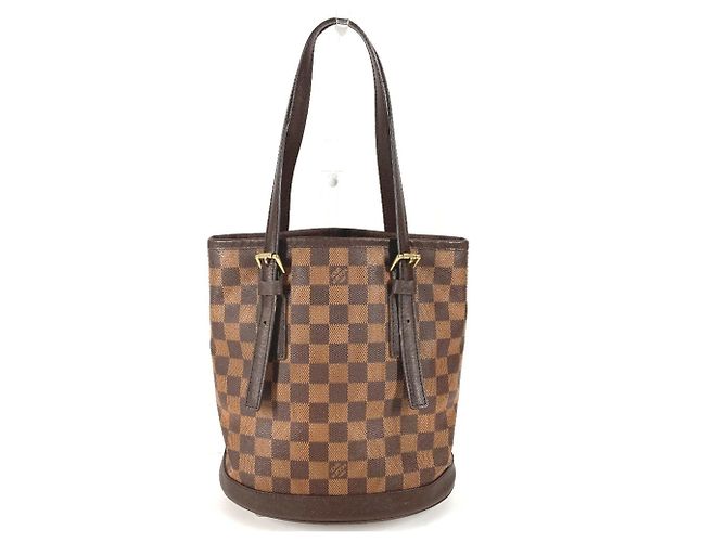 Bucket Borsa a tracolla a secchiello Louis Vuitton Damier Mare Marrone Damier ebene