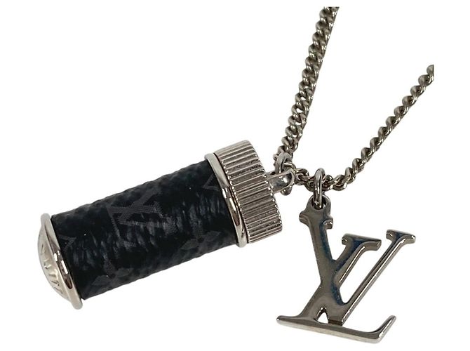 Collana Louis Vuitton Monogram Eclipse Nero Argento 