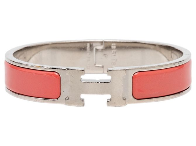 Hermès Pulsera de esmalte Click H PM Hermes Plata Rosa 