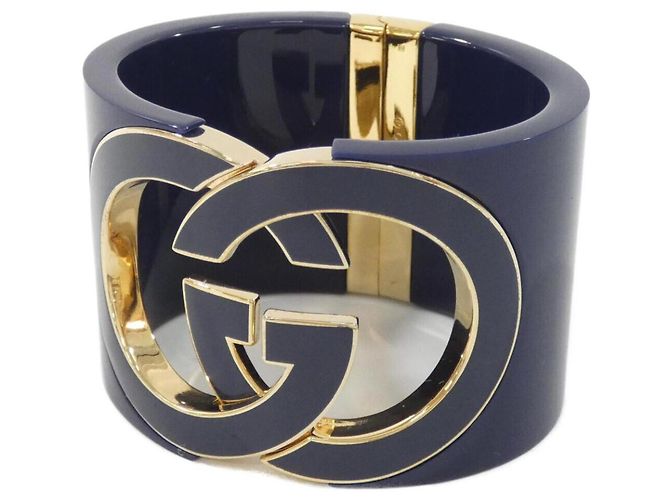Bracciale rigido Interlocking Gucci D'oro Blu navy 