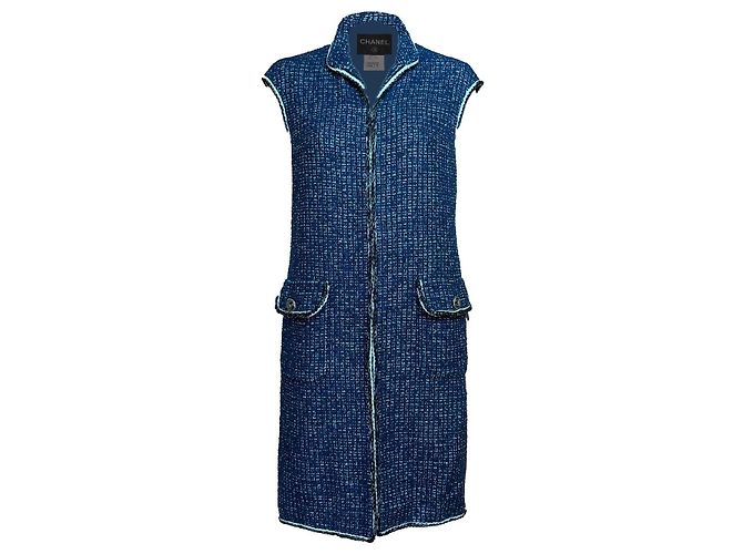Chanel Tweed-Weste Marineblau