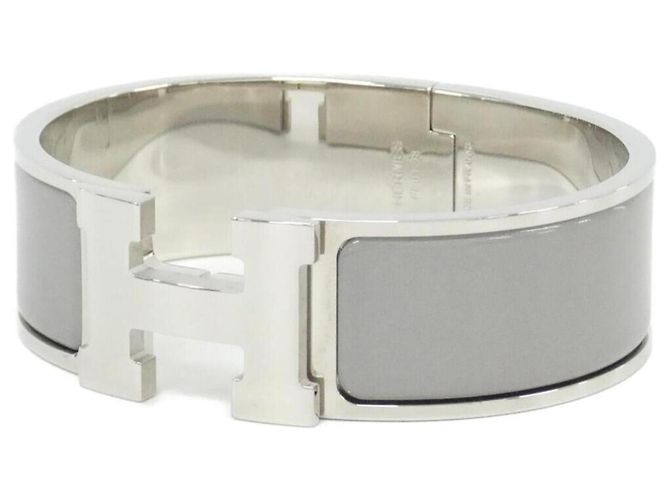 Hermès Pulsera Charm Hermes Clic Clac H PM Castaño Plata 