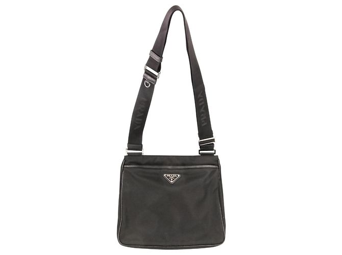 Borsa a tracolla Prada Re-Nylon con placca logo Triangle in pelle Saffiano Nero
