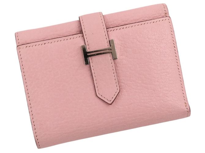 Hermès Hermes Bearn Combination Compact Wallet Black Pink
