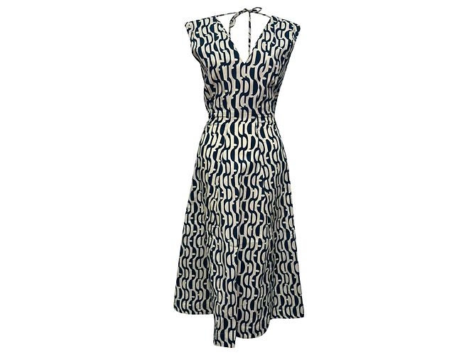 Abito midi Max Mara con stampa geometrica in cotone multicolore