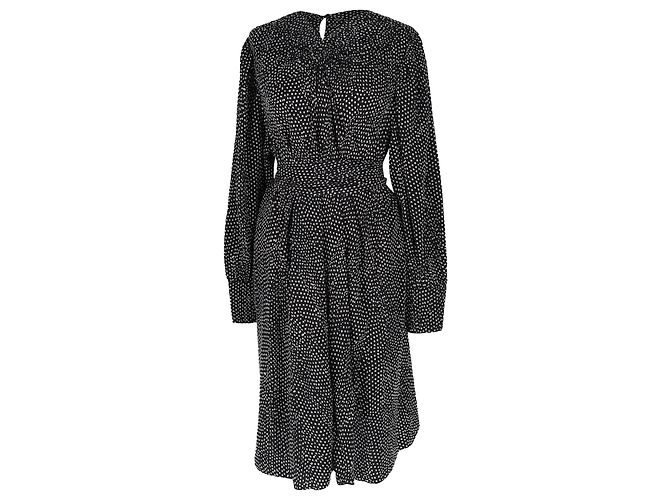 Abito midi in seta nera a pois Isabel Marant Nero