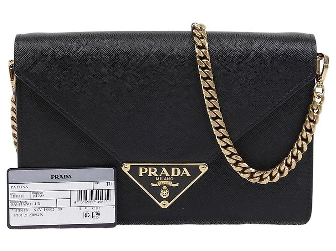 Prada Borsa a tracolla e crossbody con catena logo Triangle Nero