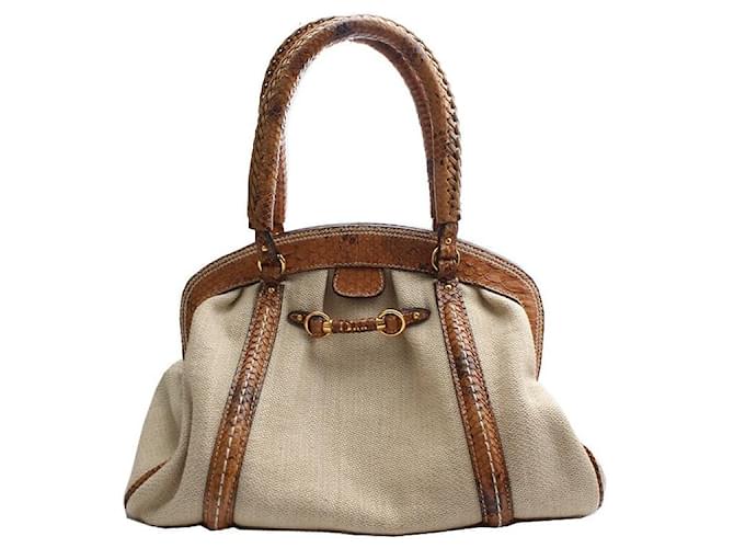 Dior Bolsa Tote com acabamento em python marrom 
