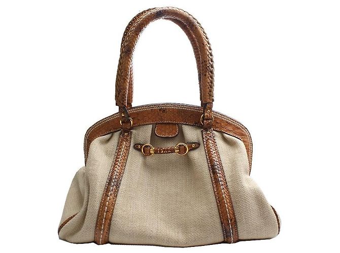 Dior Sac cabas avec bordure en python marron