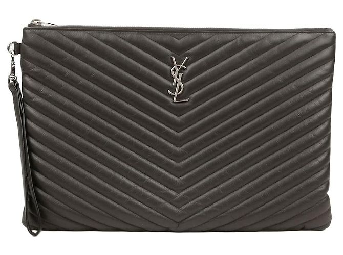 Saint Laurent Clutch Porta Documentos Monogram Gris 