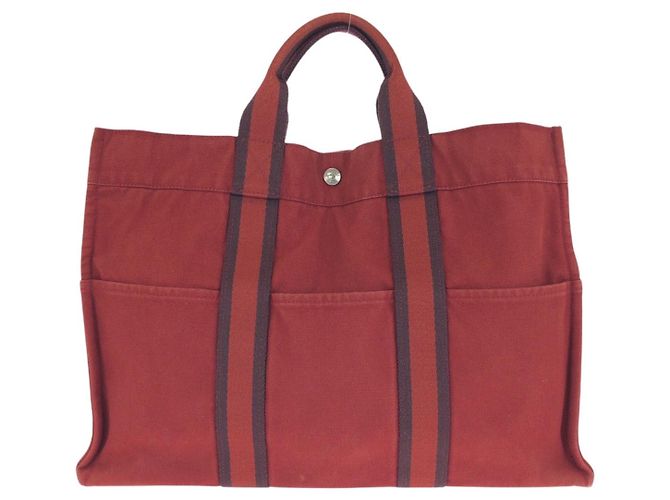 Hermès Borsa Tote Hermes Canvas Fourre-Tout MM Rosso